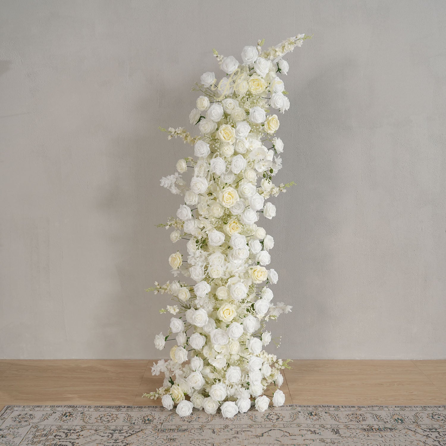 Uflower White Rose Floral Horn Arch Wedding Party Backdrop Decor